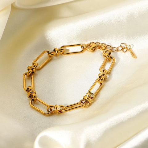 Stainless Steel PVD 18K Gold Plated Tarnish Waterproof Knot Chian Bracelet  For Woman Jewelry Wholesale Trendy