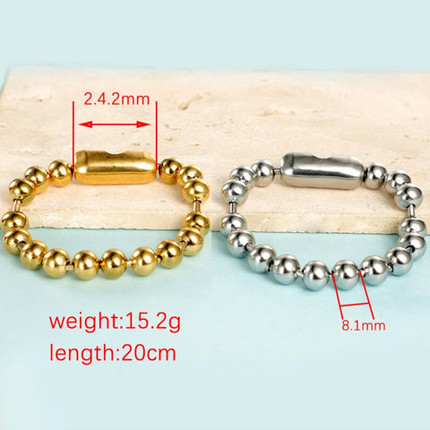 10 Pieces 8mm Personalized Hip-Hop Stainless Steel Round Bead Bracelets For Women Fashion Jewelry Accessories Charm Bracelets