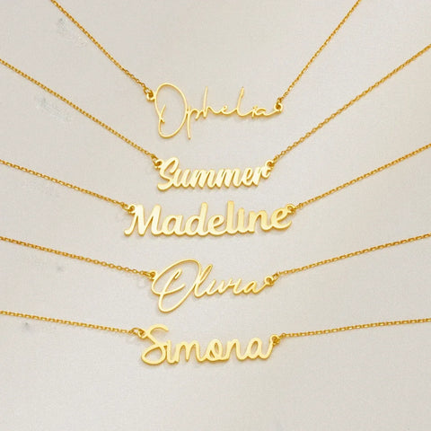 Custom Name Necklace for Women Personalised Cursive Letter Pendant Stainless Steel Jewelry Men Chain Choker Collar New 2024