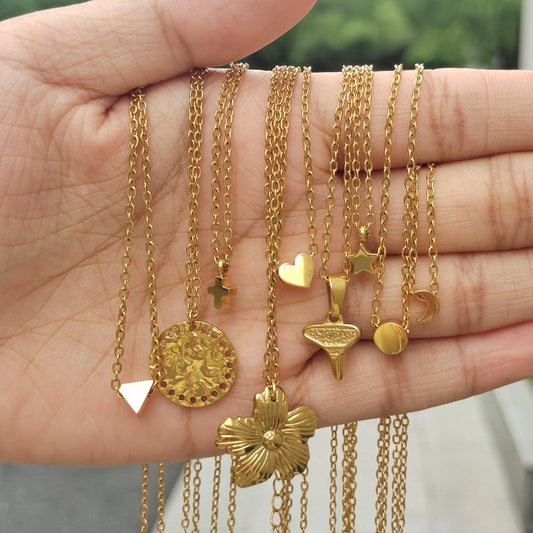 Tiny Geometry Collar Para Mujer Stainless Steel Jewelry Gold Color Classic Star Necklaces For Women Men Y2k Fashion Love Choker