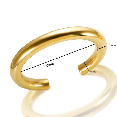 Stainless Steel Gold Color Thick Tube Open Bangle For Women Girl Hiphop Cuff Bracelet Jewelry