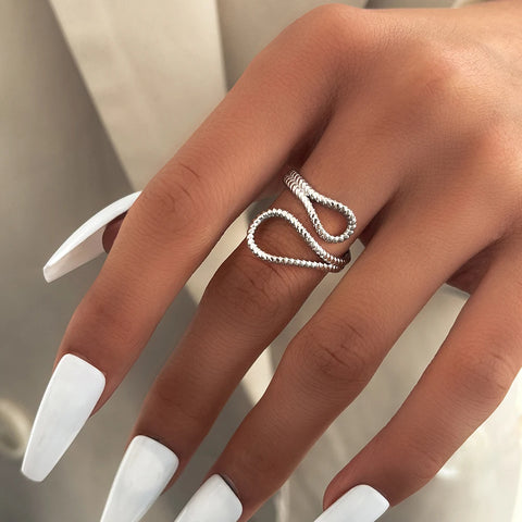 Stainless Steel Rings Vintage Exquisite Geometric Adjustable Open Ring For Women Jewelry Banquet Gifts Non-fading High-quality