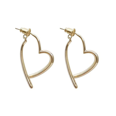 Removable Minimalist Stainless Steel Heart Love Hollow Hoop Earrings 2024 Anti Allergic Fashion Gold Color Jewelry Gifts Bijoux