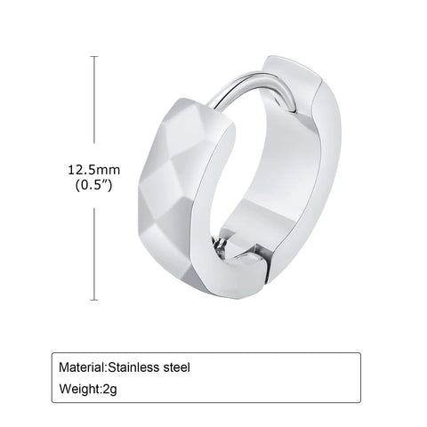 Vnox Geometric Hoop Earrings for Men Women, Simple Waterproof Stainless Steel Huggie Earring,Black Silver Gold Color Options