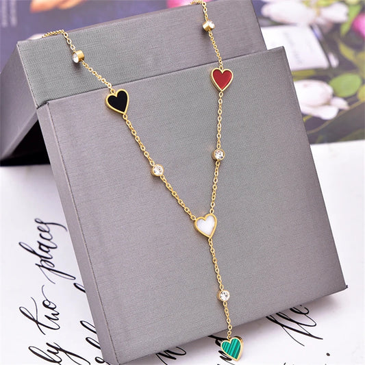 316L Stainless Steel New Fashion Fine Jewelry Natural Shells Zircon Butterfly Charm Chain Choker Necklaces Pendants For Women