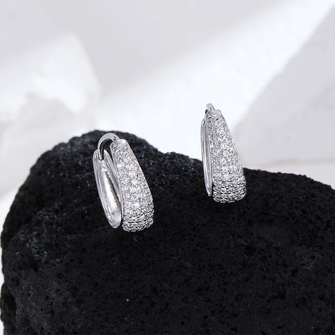 Ellipse Hoop Earrings For Women Stainless Steel Shiny Cubic Zircon Earring 2022 Trend Party Jewelry Couple Gift brinco