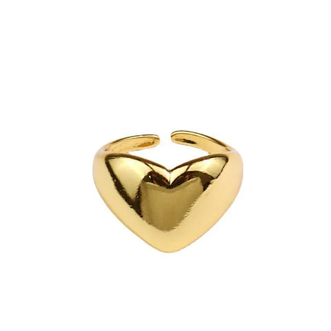 Stainless Steel Silver Retro Love Heart Wide Glossy Internet Celebrity Ring for Women Girl Gift Jewelry Dropshipping Wholesale