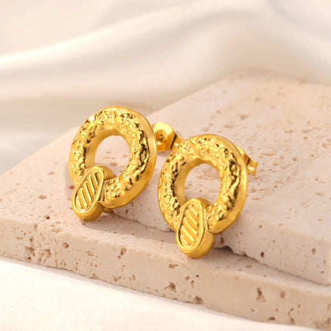 Skyrim Irregular Geometric Stud Earrings Stainless Steel Gold Color Ear Stud Trendy Jewelry Gift for Women Girls Wholesale