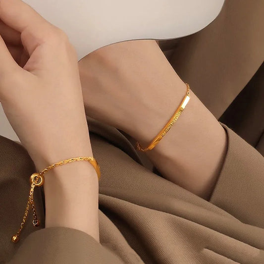 Stainless Steel Geometric Chain Bangle Bracelet Trendy Jewelry Romantic Lover Dream Gift Jewelry Bracelet Anniversary