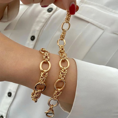 Gold Plated Chain Bracelets for Women, Chic Cool Bangles, Stainless Steel Links, Punk Gothic Charm Bracelet, Stylish Jewelry