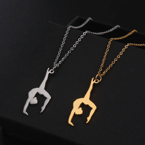 Dreamtimes Gymnastics Necklace Stainless Steel Sports Dance Artistic Gymnastics Skating Athlete Jewelry Pendant Women's Gift