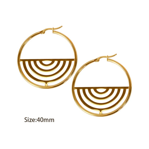 Hgflyxu Gold Color Plated Stainless Steel 304 Hoop Earrings for Women  Circle Ear Jewelry Trendy Accessories New