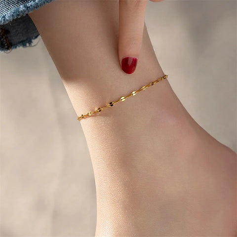 Visunion Stainless Steel Fish Lips Chain Anklet For Women Summer Beach Foot Jewelry On The Leg Minimalist Anklets Female