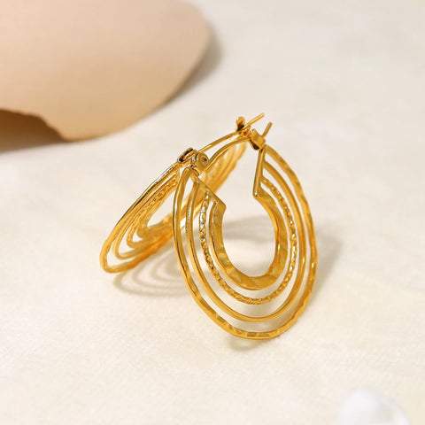 WILD & FREE 18K Gold Plated Stainless Steel Hoop Earrings for Women Vintage Trendy Chic Aesthetic Jewelry Waterproof