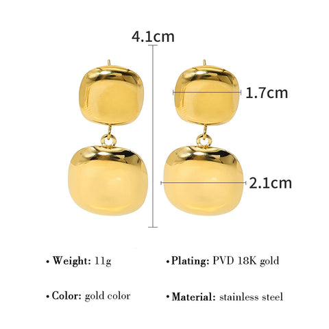 WILD & FREE PVD 18K Gold Plated Stainless Steel Drop Earrings for Women Vintage Chic Trendy Jewelry Waterproof