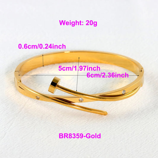 New Fashion Stainless Steel Nail Bracelets Bangles For Women Love Cute Jewelry Daily Wear Birthday Wedding Party Gift