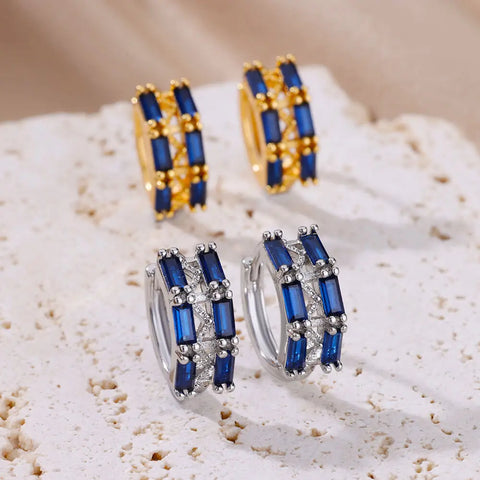 Luxury Blue Zircon Earrings For Women Stainless Steel Earrings 2023 Trending New Design Goth Jewelry Free Shipping aretes mujer