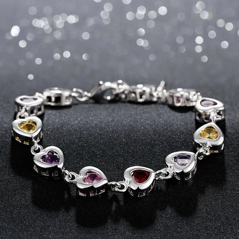 Fine 925 Sterling Silver Elegant Charm Bracelets Beautiful Crystal Jewelry Fashion for Women Wedding Lady Cute TRENDY