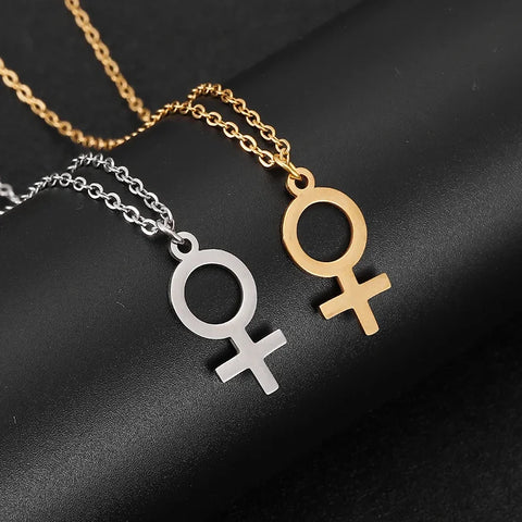 Stainless Steel Necklace Fashion Necklace for Women Vintage Symbol Pendant Choker Necklaces Jewelry Gift