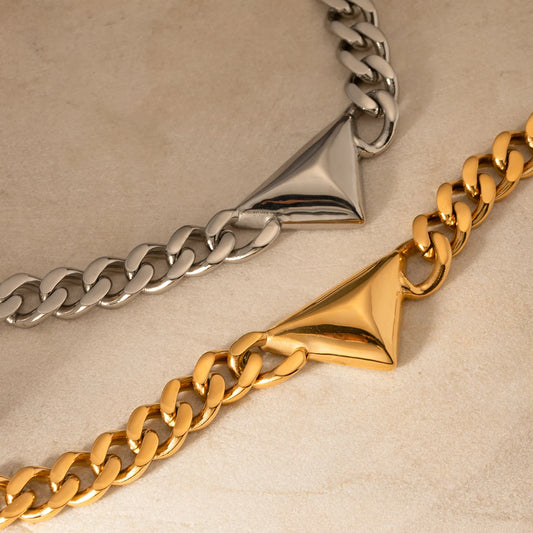 Youthway Low Key Luxury Stainless Steel Cuban Chain Geometric Triangle Necklace Unisex Unique Design Fashion Jewelry Gift