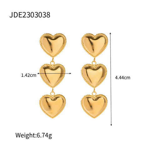 Uworld Rust Proof Stainless Steel Heart Love Drop Dangle Earrings Charm Fashion 18K PVD Plated Trendy Jewelry for Women Gala Gif