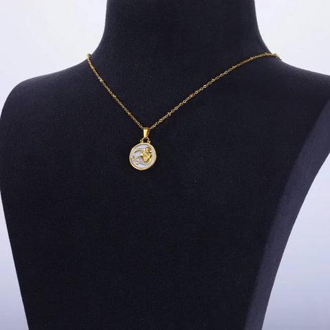 12 Zodiac Sign Necklaces for Women Aries Libra Gemini Pendant Necklace Gold Color Constellations Stainless Steel Jewelry collar