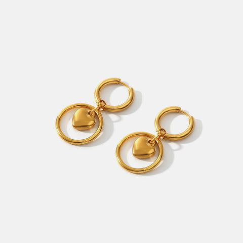 VG 6YM 18K Real Gold Plated Luxury Earrings Waterproof and Anti-Fading Stainless Steel Peach Heart Dangle Earrings Accessories