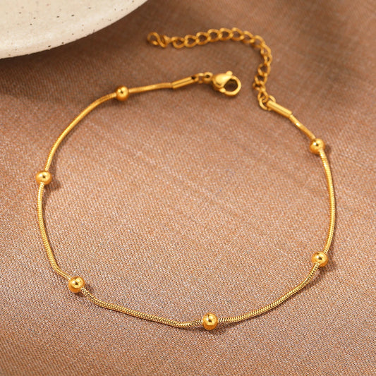 Stainless Steel Anklet Simple Snake Bead Chain Hip Hop Punk Anklet Fashion Light Luxury Women's Jewelry Accessories Banquet Gift