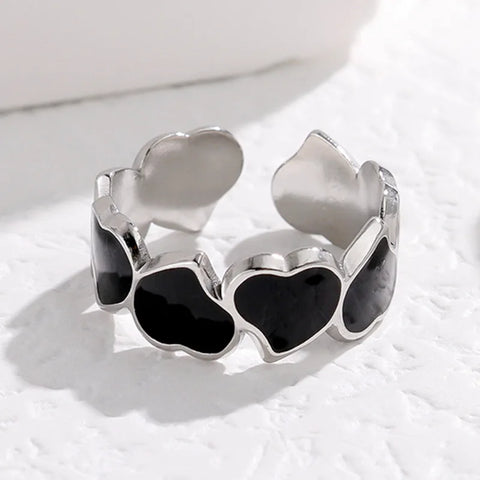 Bohemia Love Heart Stainless Steel Rings for Women Girls Aesthetic Open Finger Ring Fashion Jewelry Engagement Rings for women