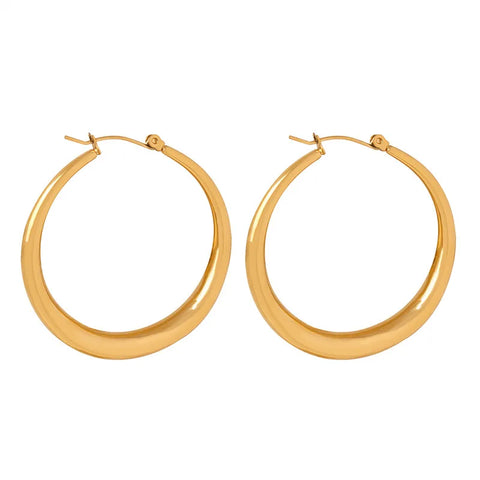 Round Stainless Steel Large Earrings for Women Hip-Hop New Female Hoop Earrings Luxury Jewelry Girlfriend Gift Free Shipping