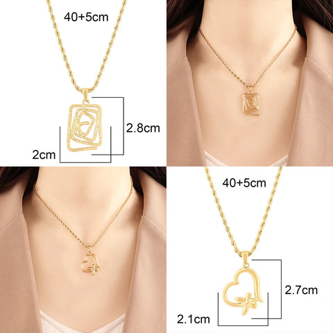 Fashion Heart Pendant Necklace For Women Ladies Girls Stainless Steel Necklaces Twists Chain Jewelry Gifts