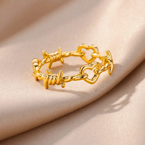 Knot Heart Rings for Women Waterproof Gold Color Stainless Steel Ring 2024 Trend Wedding Couple Aesthetic Jewelry anillos mujer