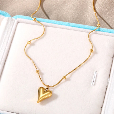 IPARAM 316L Stainless Steel Gold Color Heart Pendant Necklace For Women New Trend Girls Clavicle Chain Jewelry Festive Gifts