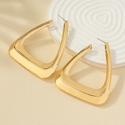 Classic Minimalism Geometric Irregularity Hoop Earrings for Women Retro Gold Color Stainless Steel Drop Dangle Jewelry Accessory