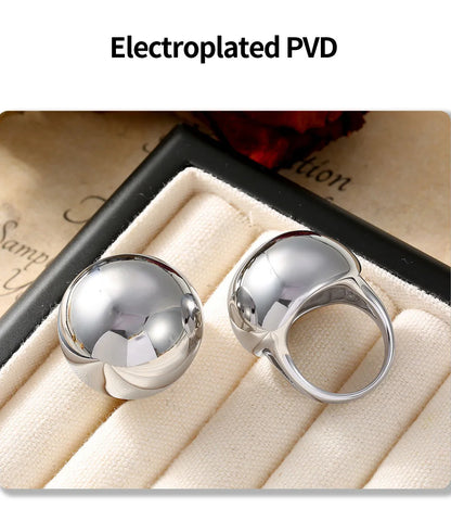 Shiny Exaggerate Big Ball Designer Stainless Steel Rings For Women Gold Plated Chunky Ring Fashion Charm Jewelry Gift Wholesale