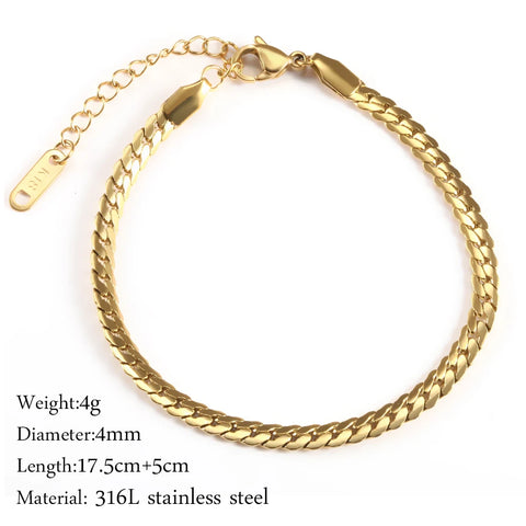 Gold Color Bracelet Stainless Steel Twist Cuban Chain Bracelet for Women Chain Bracelet Jewelry Gifts Wholesale Dropshipping