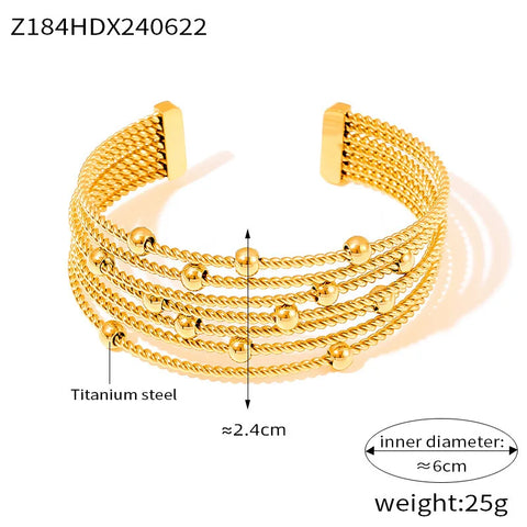 Fashion Multi Layer Twisted Circle Combination Bead Bracelet For Women Stainless Steel 18K Gold Plated Women's Bracelets On Hand