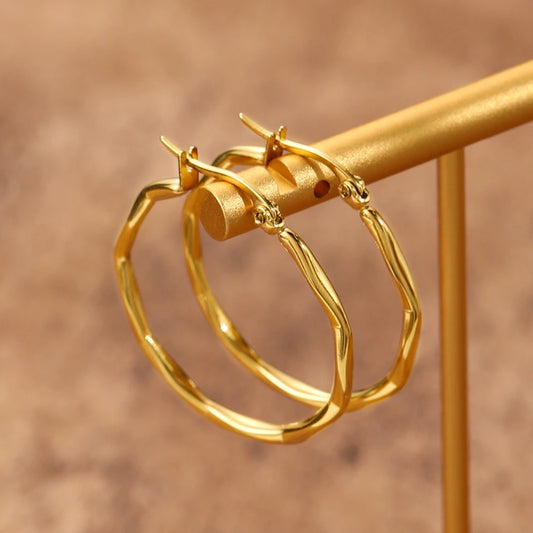 WILD & FREE Minimalist High Quality Stainless Steel Hoop Earrings For Women Gold Color Vintage Glamour Jewelry