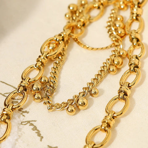 WILD & FREE 18K Gold Plated Stainless Steel Necklaces for Women Punk Gold Color Chains Statement Waterproof Jewelry