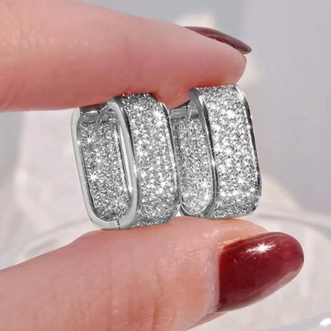 High quality earrings. Exquisite sparkling earrings. U-shaped design stainless steel jewelry, best-selling jewelry in 2023