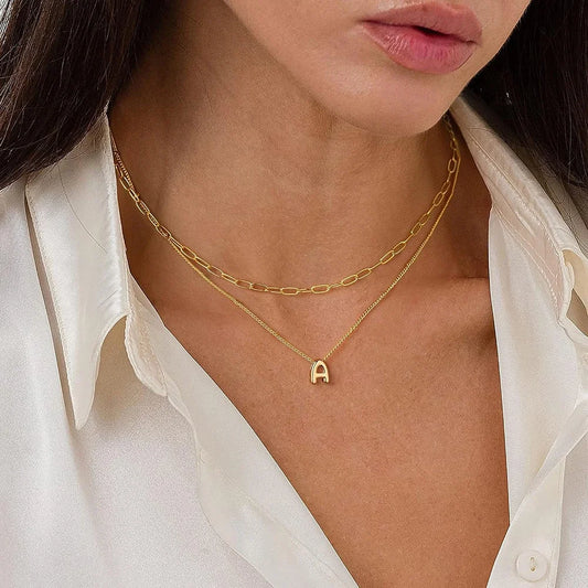 3D Bubble Initial A-Z Alphabet Mini Necklace for Women Girls Dainty Gold Plated Tiny Letter Stainless Steel Jewelry Bijoux Gift