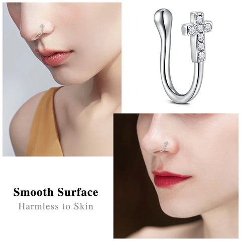 1Pcs Stainless Steel Nose Ring Hoop C Shape Septum Rings Non Piercing Ear Clip Earring Fake Nose RingsWomen Piercing Jewelry