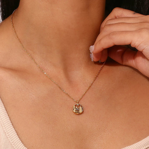 E.B.belle New In Meaningful 18K Gold Plated Stainless Steel Jewelry Famous City Paris New York Coin Necklace For Women Jewelry