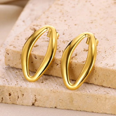 Stainless Steel Smooth Metal Chunky Hoop Earrings For Women Waterdrop Vintage Stud Earrings Jewelry Celebrity Statement Earring