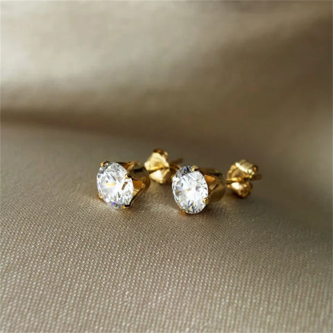 14K Gold Filled Tarnish Resistant CZ Stud Earrings Dainty Earrings Vintage Earrings For Women Simple CZ Studs Waterproof Jewelry