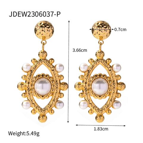 Uworld Luxury Waterproof  Evil Glass Pearl 18k Gold Color Fashion Huggie Hoop Earrings Jewelry for Women aretes de mujer 2023