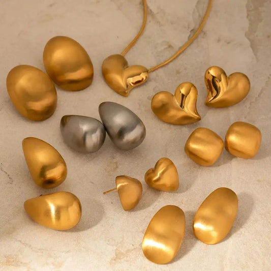 Uworld Fashion Stainless Steel Heart Romantic Metal Individual Stud Earrings Rust Proof Texture Simple Statement Daily Jewelry