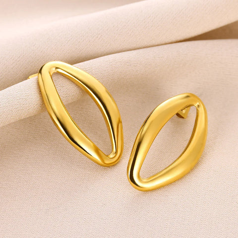 Stainless Steel Smooth Metal Chunky Hoop Earrings For Women Waterdrop Vintage Stud Earrings Jewelry Celebrity Statement Earring