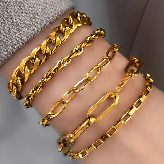 Stainless Steel Bracelets Exquisite Light Luxury Multi-Layer Chain Trendy Temperament Bracelets For Women Jewelry Everyday Wear