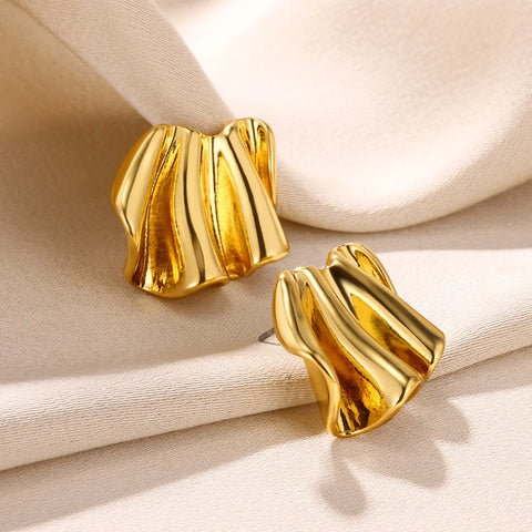 Trendy Geometric Irregular Drop Earrings For Women Gold Color Stainless Steel Earrings Fashion Wedding Jewelry Free Shipping